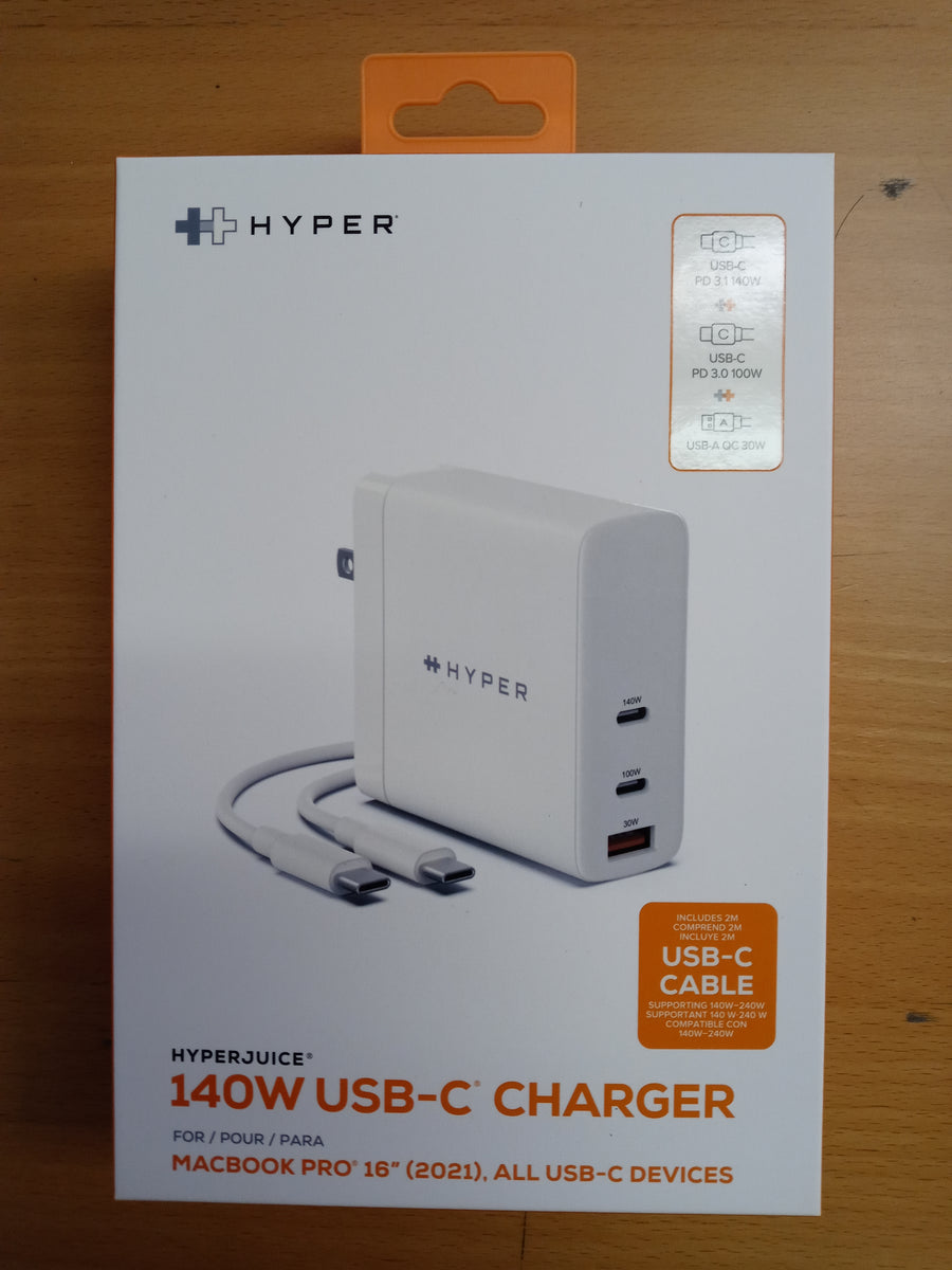 HyperJuice 140W USB-C Charger PD 3.1 Adapter 3-Port Foldable Wall Plug ...