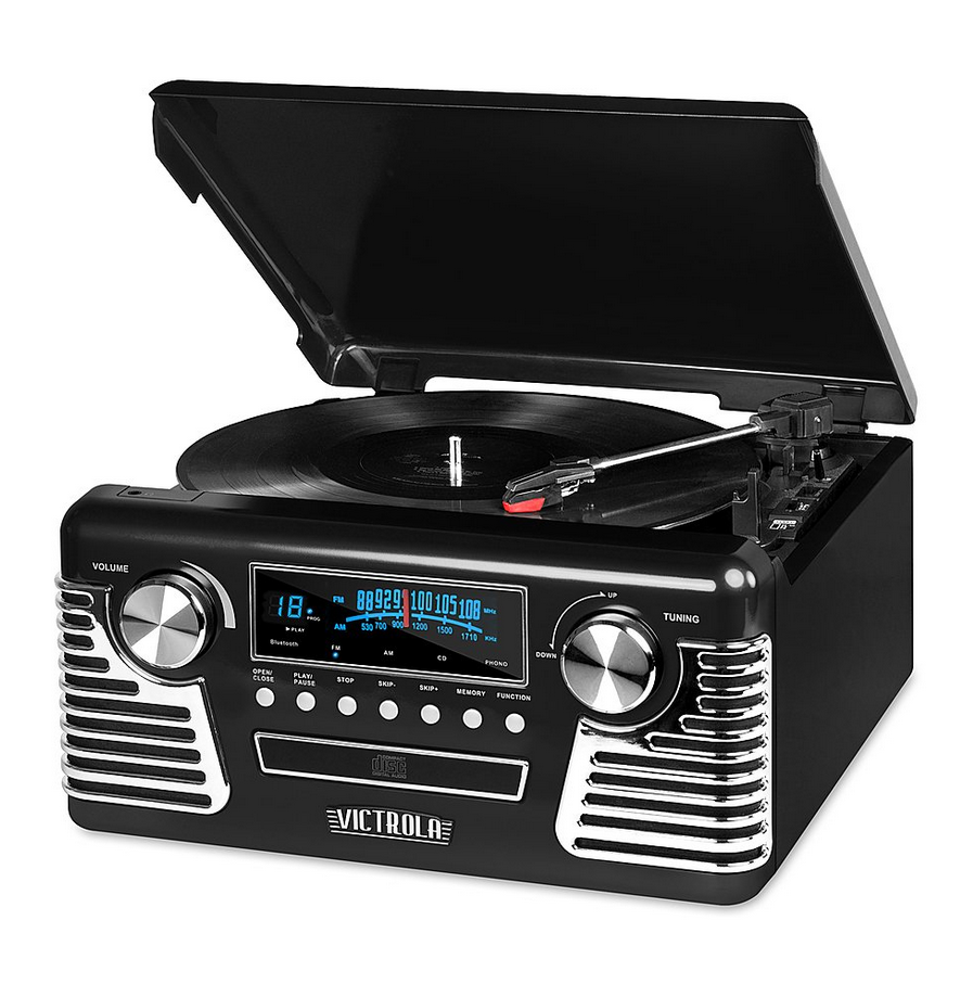 Victrola V50-200 50's Retro 3-Speed Bluetooth CD Turntable, Black