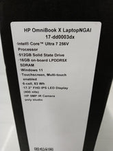 Load image into Gallery viewer, HP OmniBook X 17-dd0003dx 17.3" FHD Touch Intel Core Ultra 7 256V 16GB 512GB SSD
