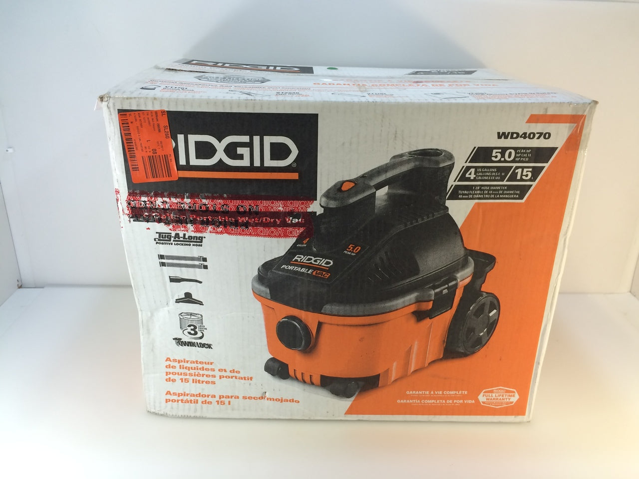 RIDGID WD4070B 4 Gallon 5.0 Peak HP Wet/Dry Shop Vacuum with Fine
