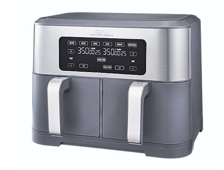 Crux Artisan Series EK-85X20 9-Qt Dual Basket Air Fryer, Grey