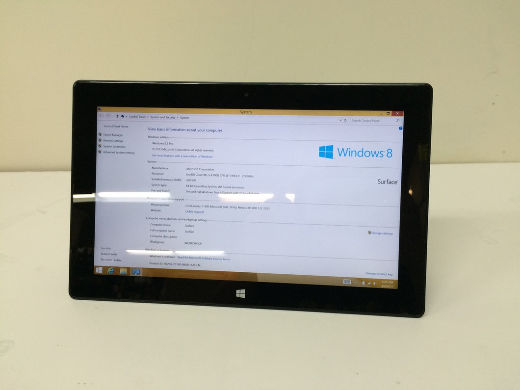 Microsoft Surface Pro 2 Win8.1 Tablet i5-4300U 1.90GHz 10.6