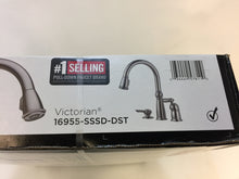 Load image into Gallery viewer, Delta 16955-SSSD-DST Victorian 1-Handle Pull-Down Kitchen Faucet Stainless
