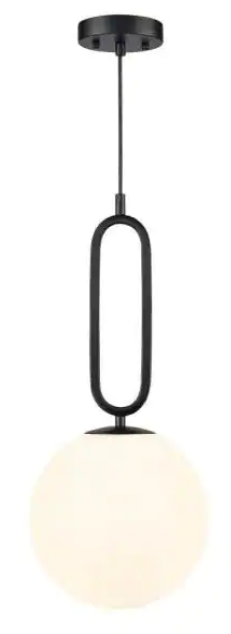 Light Society Page 1-Light Black/White Geometric Pendant Light with Glass Shade