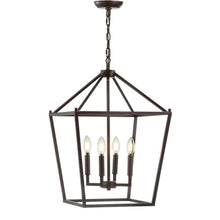 Load image into Gallery viewer, JONATHAN Y JYL7437A 16&quot; Pagoda 4 Bulb Lantern Metal LED Pendant Black
