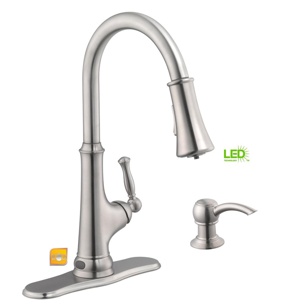 Glacier Bay 67536-0508D2 Touchless LED Sprayer Kitchen Faucet Stainless Steel