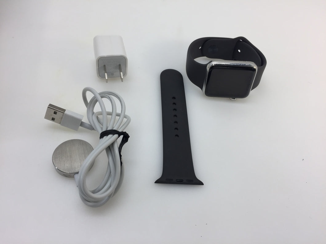 Apple Watch 42mm Stainless Steel Case BLACK Sport Band - (MJ3V2LL/A)
