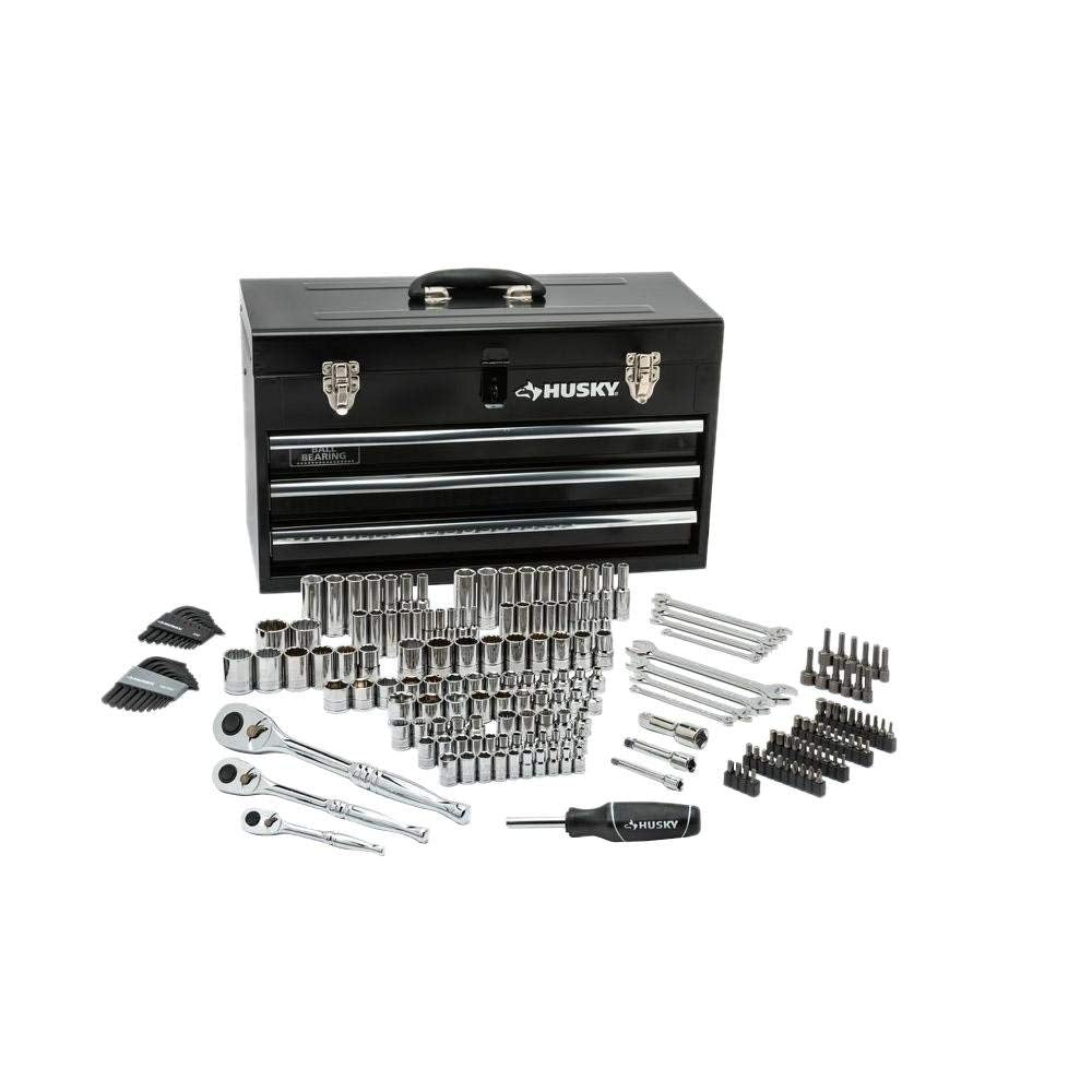 Husky 200 pieces Mechanics Tool Set with Steel Tool Chest H200MTSMB