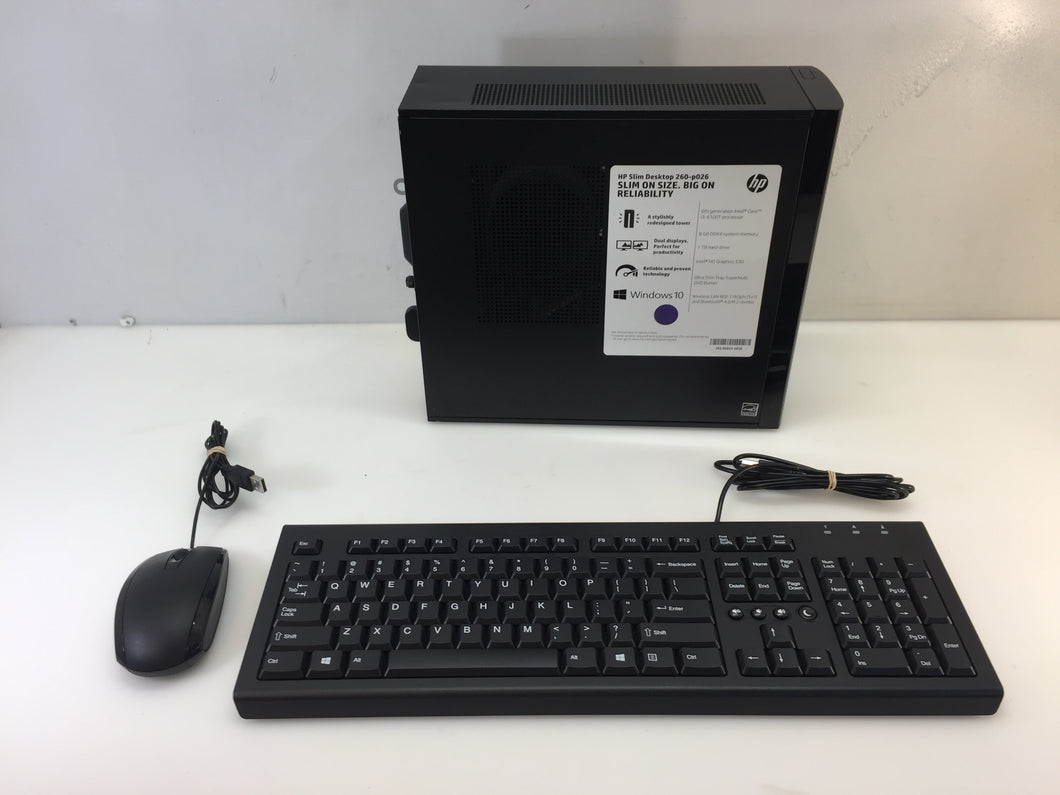 Desktop Hp Slim 260-p026 SFF Intel Core i3-6100T 8GB 1TB WiFi Bluetooth Win10