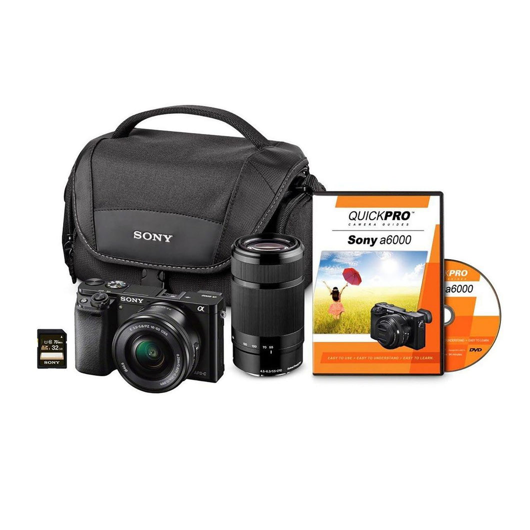 Sony Alpha a6000 24MP Mirrorless Digital Camera w/ 16-50mm, 55-210mm Lens kit