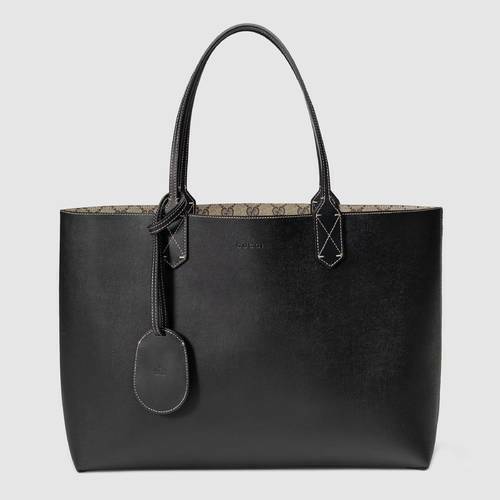 Gucci Ebony Black Reversible GG Leather Tote Bag - Size Medium