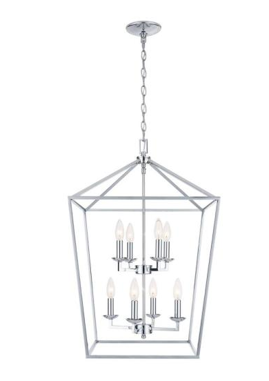Home Decorators Weyburn 8-Light Polished Chrome Caged Chandelier CP 86201