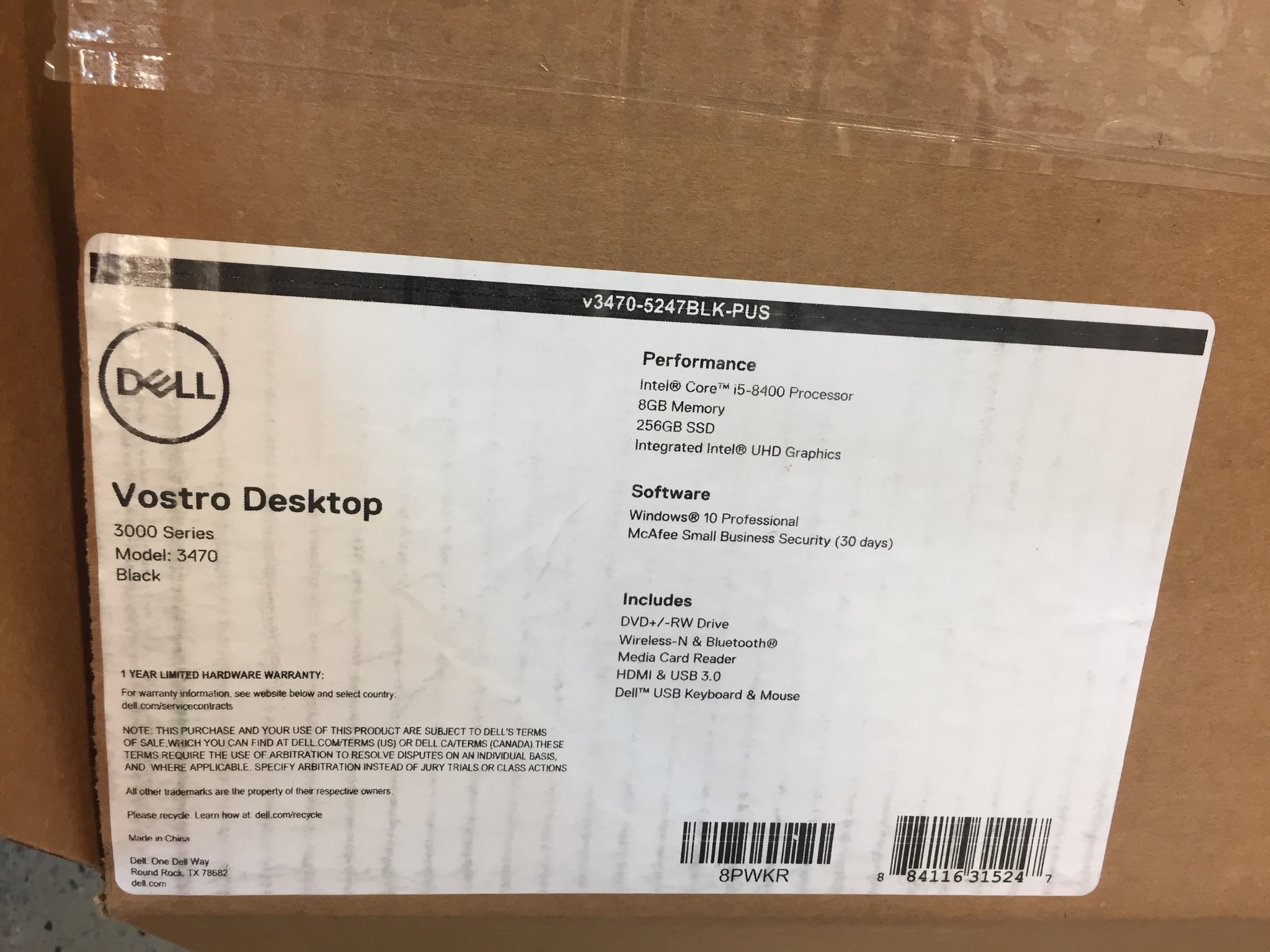 Dell Vostro 3470 SFF Desktop Core i5-8400 8GB 256GB SSD v3470