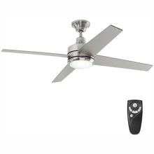 Load image into Gallery viewer, Home Decorators Mercer 56&quot; LED 54625 Brushed Nickel Ceiling Fan 1003176156
