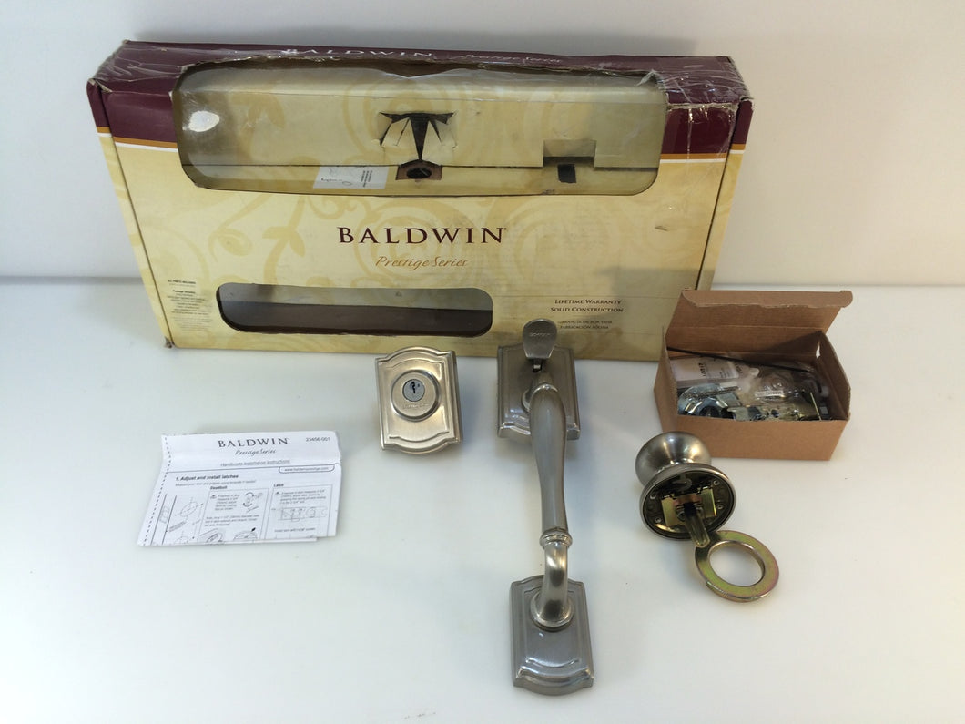 Baldwin 91800-012 Prestige Wesley 1-Cylinder Exterior Handleset Satin Nickel