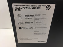 Load image into Gallery viewer, HP Pavilion Gaming Desktop 690-0024 AMD Ryzen 5 2400G 8GB 1TB 128GB SSD Win10

