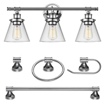 Load image into Gallery viewer, Globe Electric Parker 3-Light Chrome All-In-One Bath Light Vanity 5-Piece 51234
