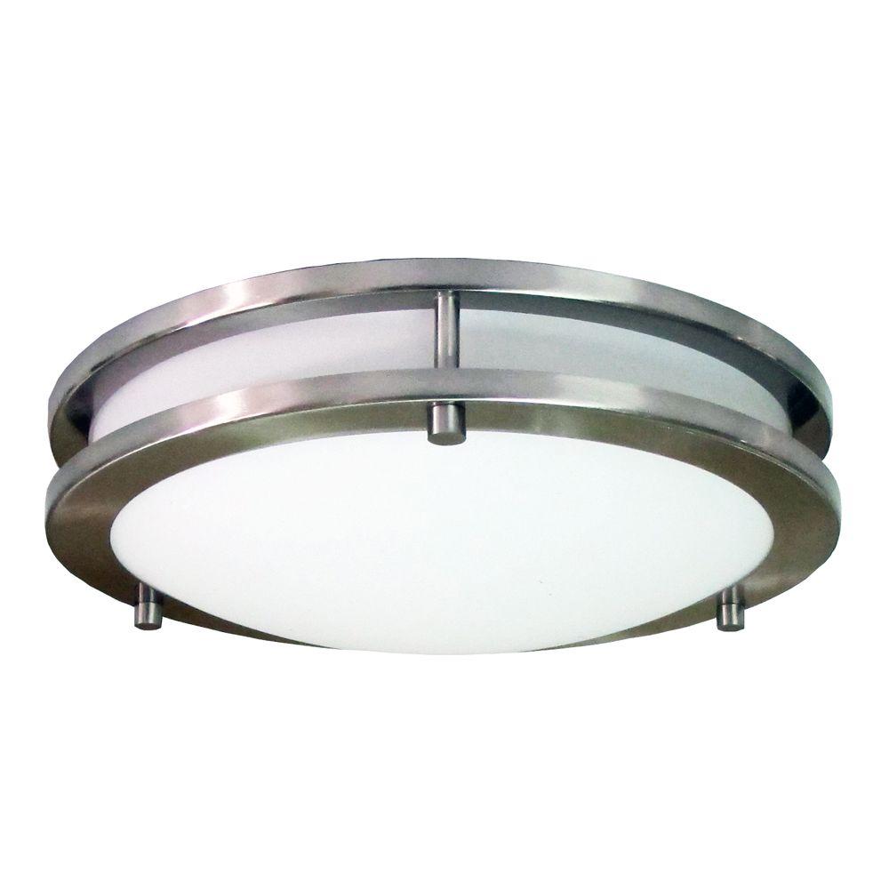HomeSelects 6102 Saturn 2-Light Brushed Nickel Flush Mount
