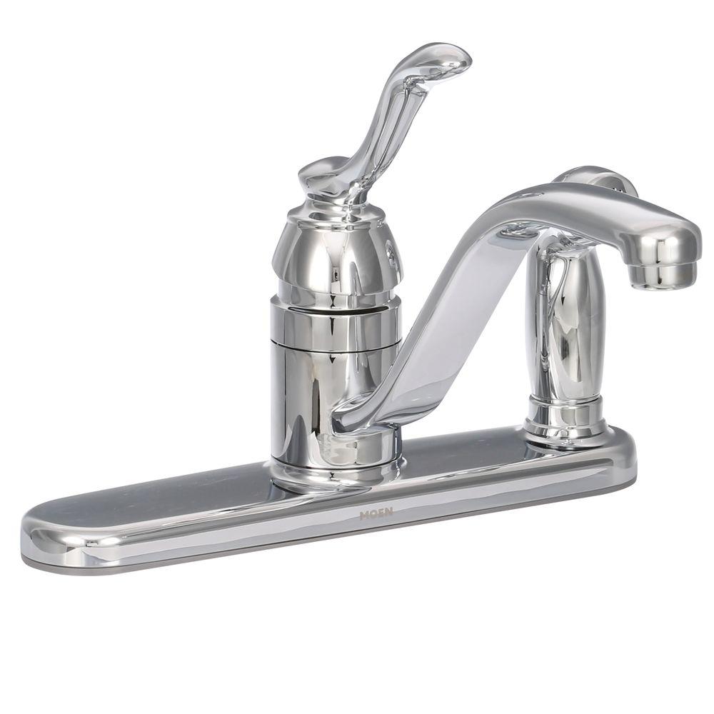 Moen Banbury CA87527 1-Handle Low-Arc Side Sprayer Kitchen Faucet Chrome