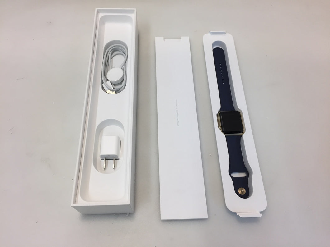Apple Watch Series 2 42mm Gold Aluminum Case Midnight Blue Sport Band MQ152LL/A