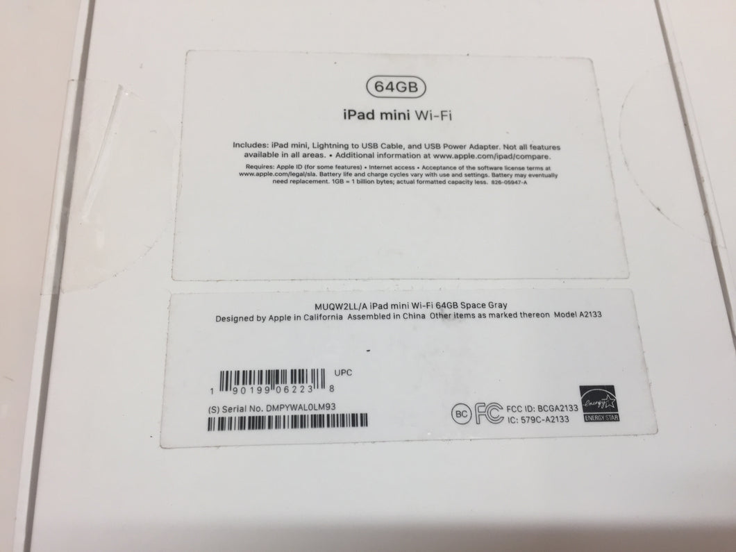 Apple iPad mini (Latest Model) MUQW2LL/A Wi-Fi 64GB Space Gray Tablet NOB