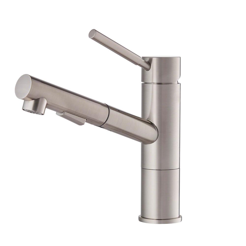 KRAUS KPF-1750ST Geo Axis Pull-Out Sprayer Kitchen Faucet in Stainless Steel