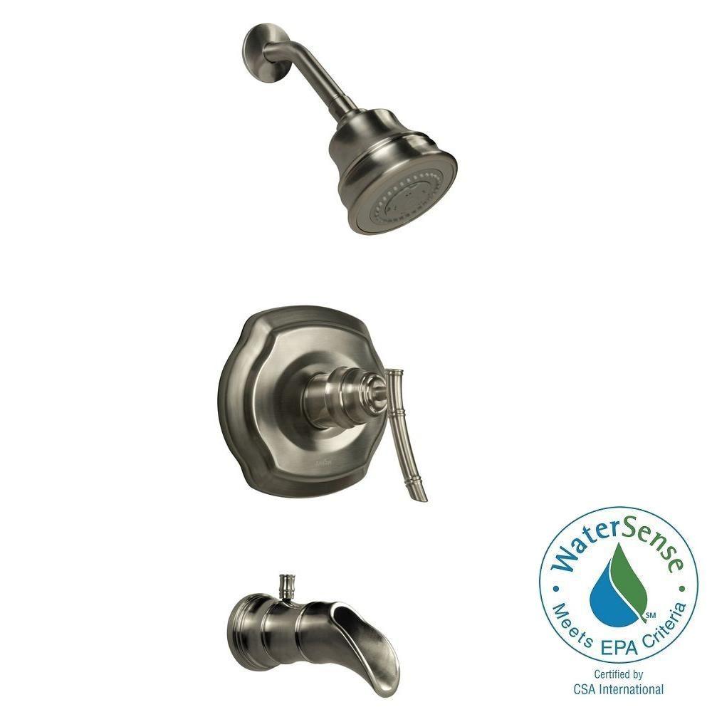 Pegasus 873W-9004 Bamboo WaterSense 3-Spray Tub & Shower Faucet Brushed Nickel