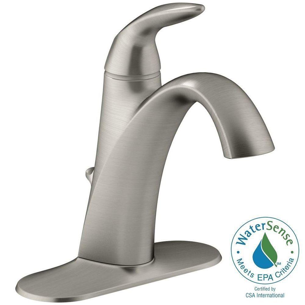 KOHLER K-45800-4-BN Alteo Mid Arc Water-Saving Bathroom Faucet Brushed Nickel
