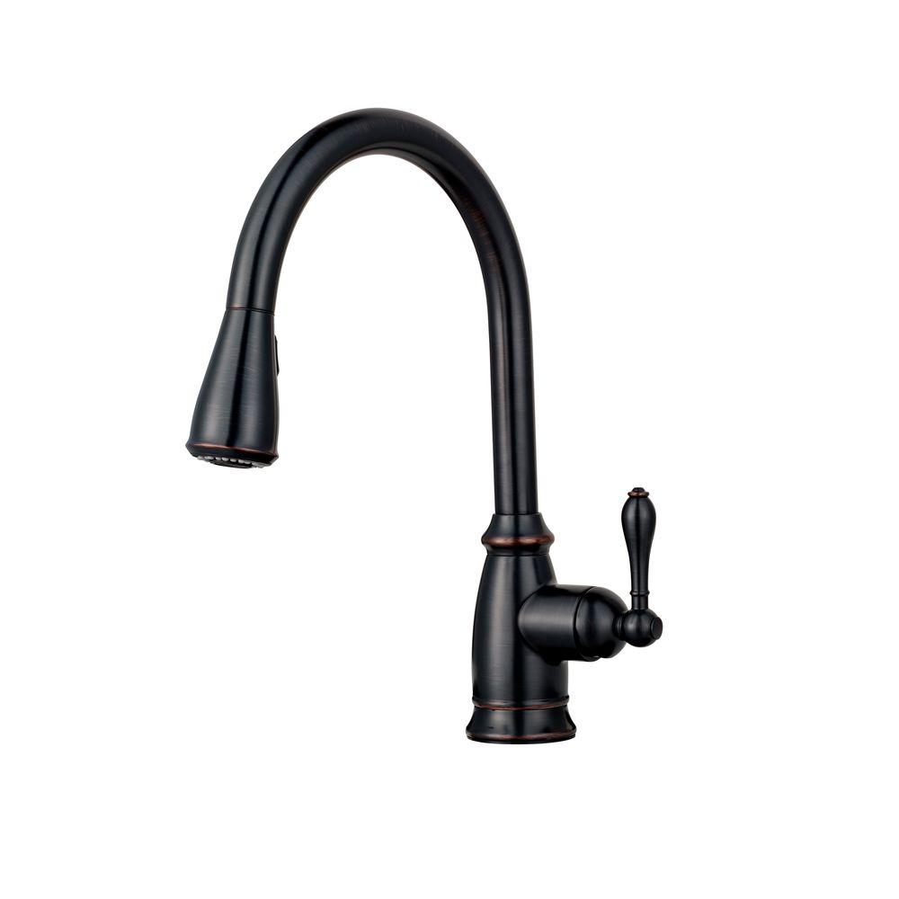 Pfister F-529-7CNY Canton Pull-Down Sprayer Kitchen Faucet, Tuscan Bronze