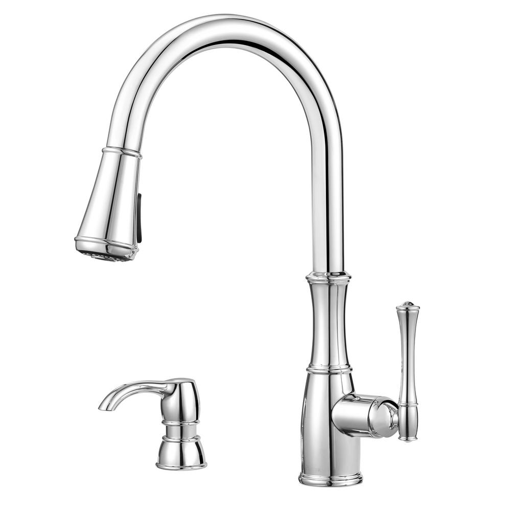 Pfister GT529-WH1C Wheaton Pull-Down Sprayer Kitchen Faucet, Polished Chrome
