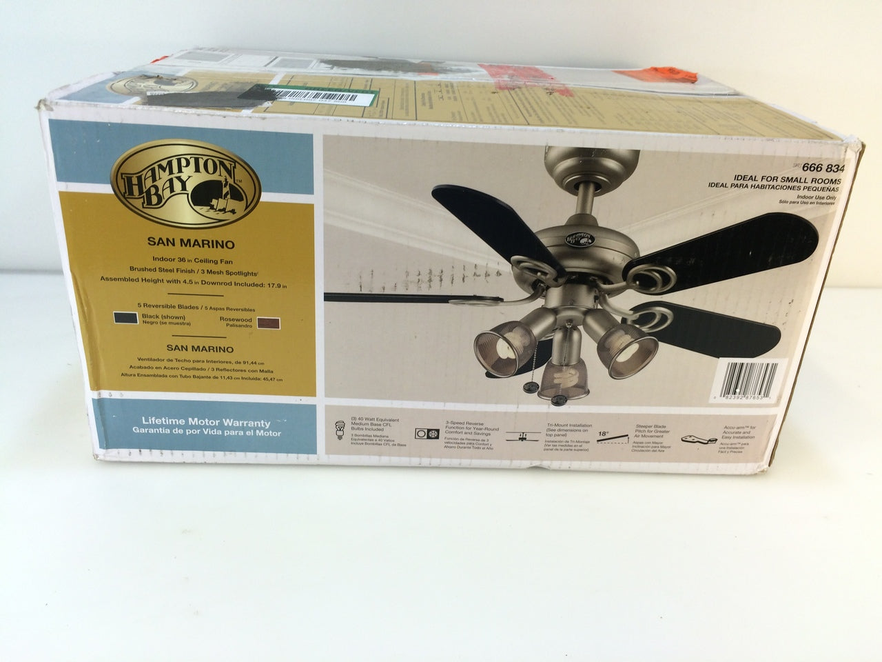 Hampton Bay 68353 San Marino 36 in. Brushed Steel Ceiling Fan