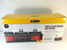 Load image into Gallery viewer, Bella 13698M 1.5 Qt. Triple Slow Cooker, Red
