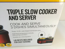 Load image into Gallery viewer, Bella 13698M 1.5 Qt. Triple Slow Cooker, Red
