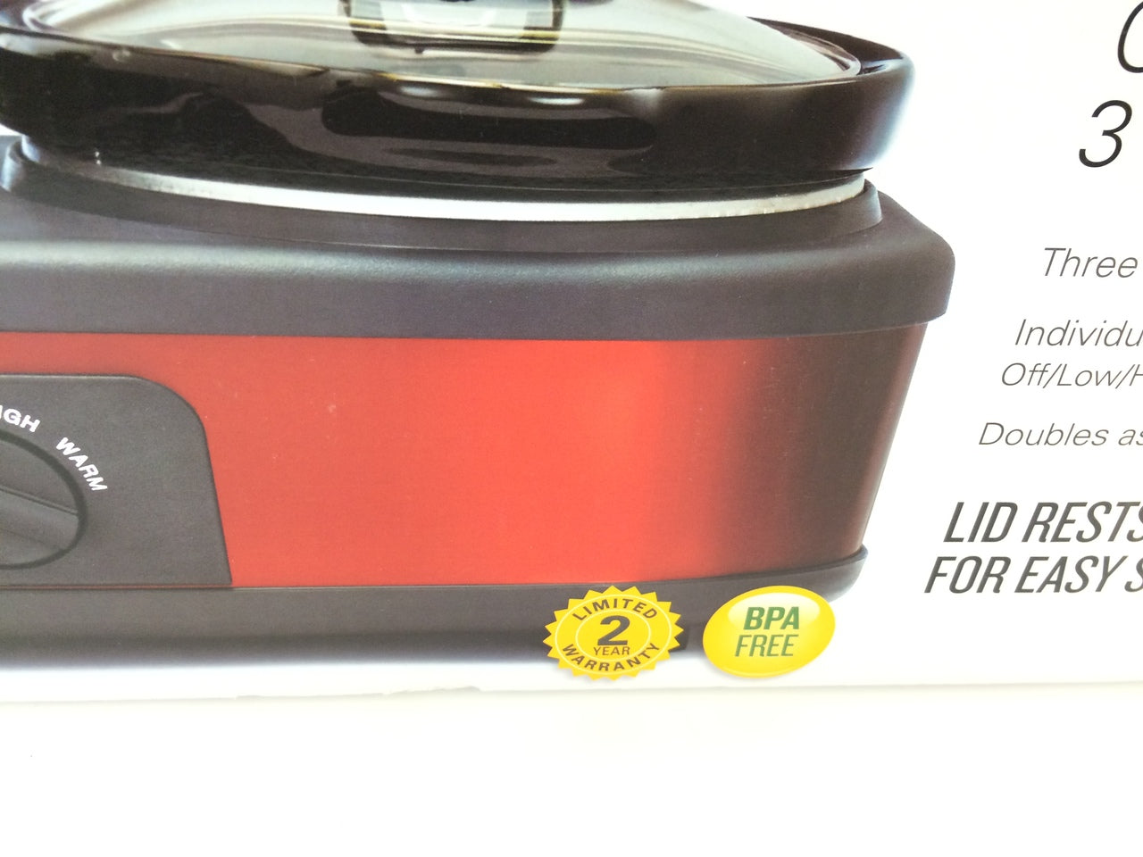 BELLA TRIPLE POT SLOW COOKER MODEL# YDE-1121 Red Base Only