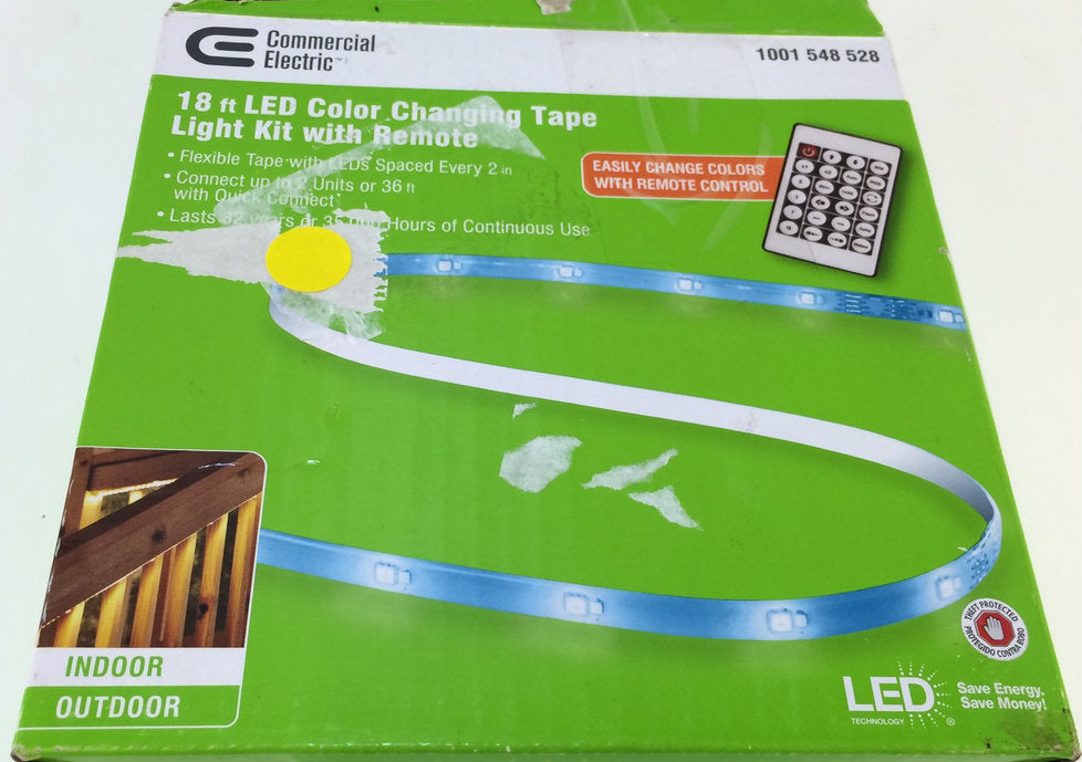 Commercial Electric 18ft LED Color Changing Tape Light with Remote 1001548528