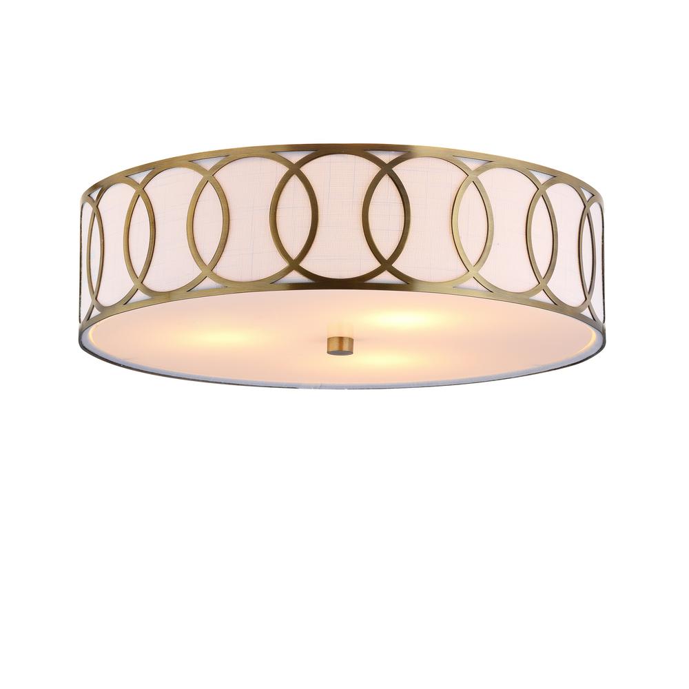 JONATHAN Y Aubrey 3-Light Brass Gold Metal Flush Mount JYL3503A