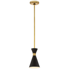 Load image into Gallery viewer, George Kovacs Conic 1-Light Honey Gold Mini Pendant Matte Black Shade P1821-248
