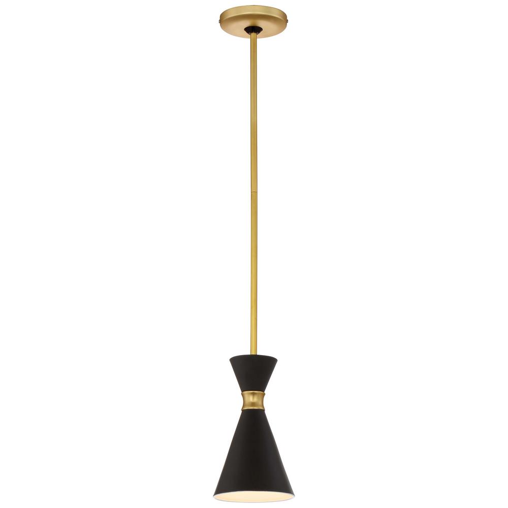 George Kovacs Conic 1-Light Honey Gold Mini Pendant Matte Black Shade P1821-248
