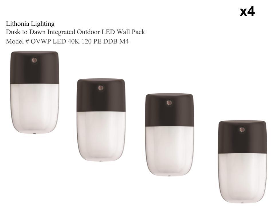 (4-Pack) Lithonia Lighting Dusk to Dawn Outdoor LED Wall OVWP LED 40K 120 PE DDB