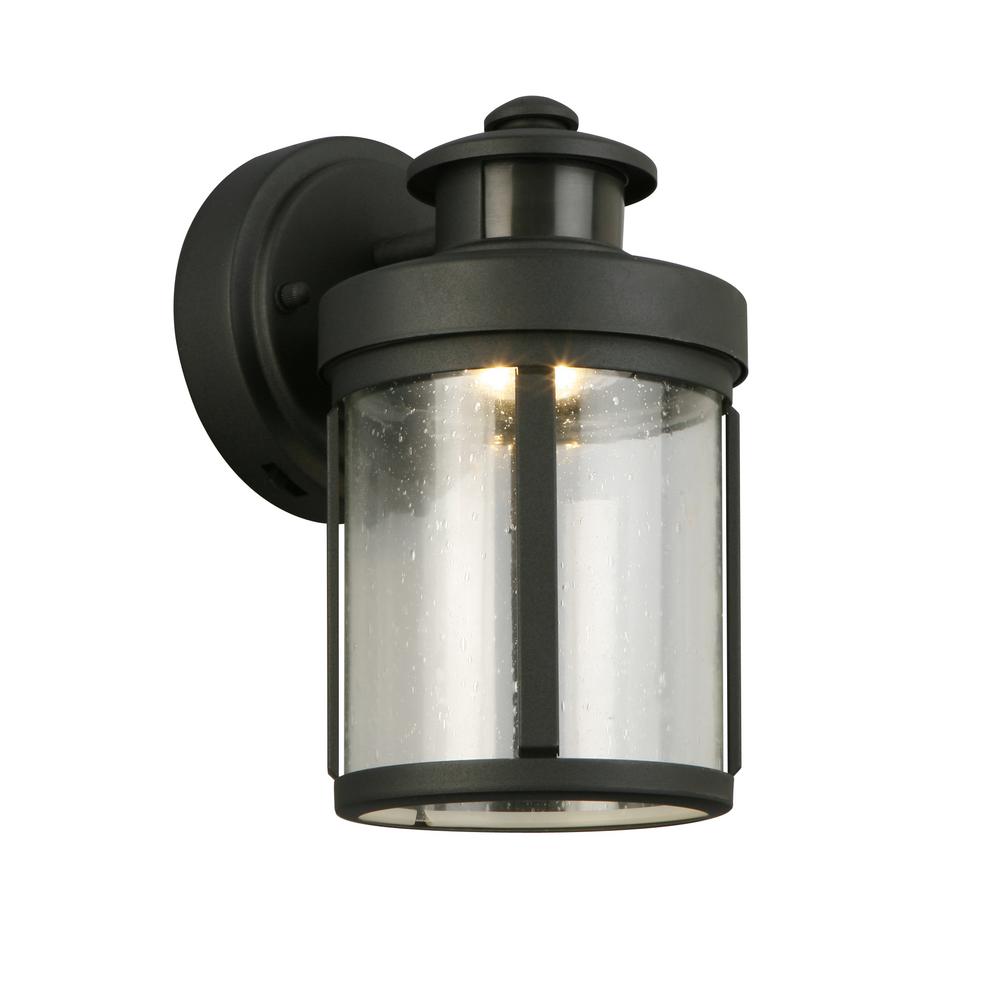 Hampton Bay ZD1691LS-3 Black Motion Sensor LED Wall Lantern Sconce 1002246562