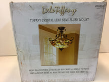 Load image into Gallery viewer, Dale Tiffany Crystal Leaf 2-Light Antique Bronze Semi-Flush Mount Light 795527

