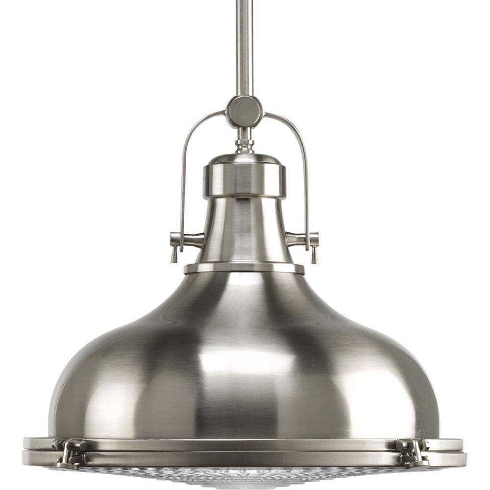 Progress Lighting Fresnel P5197-09 1-Light Brushed Nickel Pendant Fresnel Lens