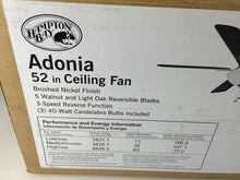 Load image into Gallery viewer, Hampton Bay AG971-BN Adonia 52&quot; Brushed Nickel Ceiling Fan 226819
