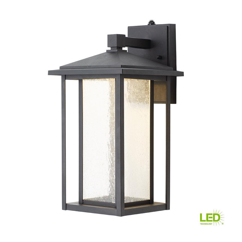 Home Decorators Black Medium Outdoor Seeded Glass Wall Lantern 1002064341