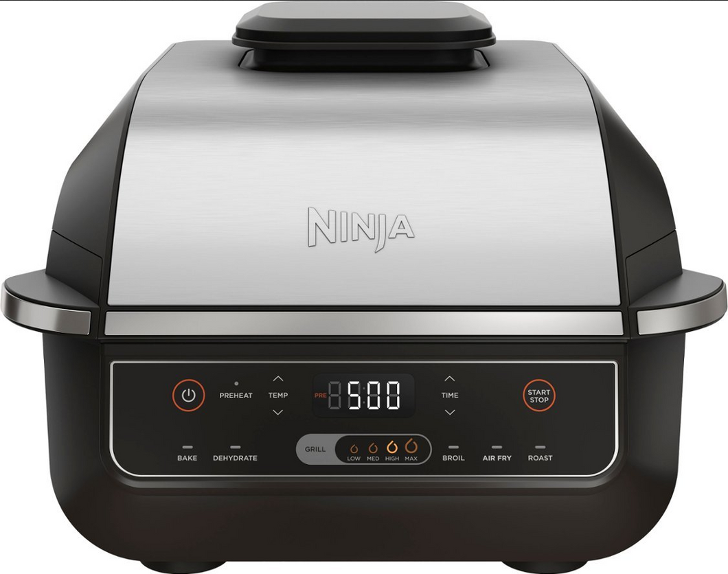 Ninja EG201 Foodi 4qt 6-in-1 Countertop Indoor Grill, Air Fryer, Stainless Steel