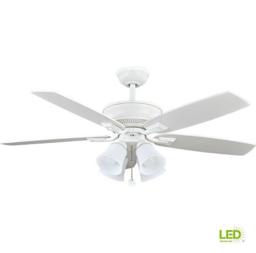 Hampton Bay Devron 52 in. LED Indoor Matte White Ceiling Fan 57238