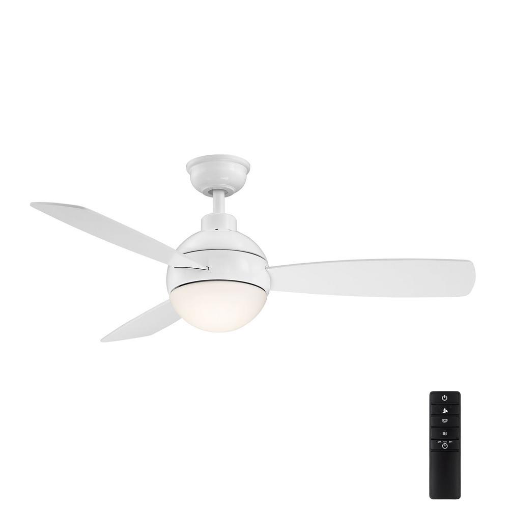 Home Decorators Alisio 44 in. LED White Ceiling Fan With Light Remote YG768A-WH