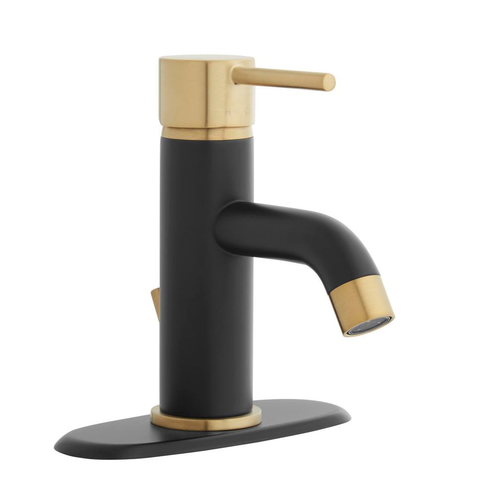 Glacier Bay Modern 1-Hole 1-Handle Bath Faucet Matte Gold Black HD67732W-609006