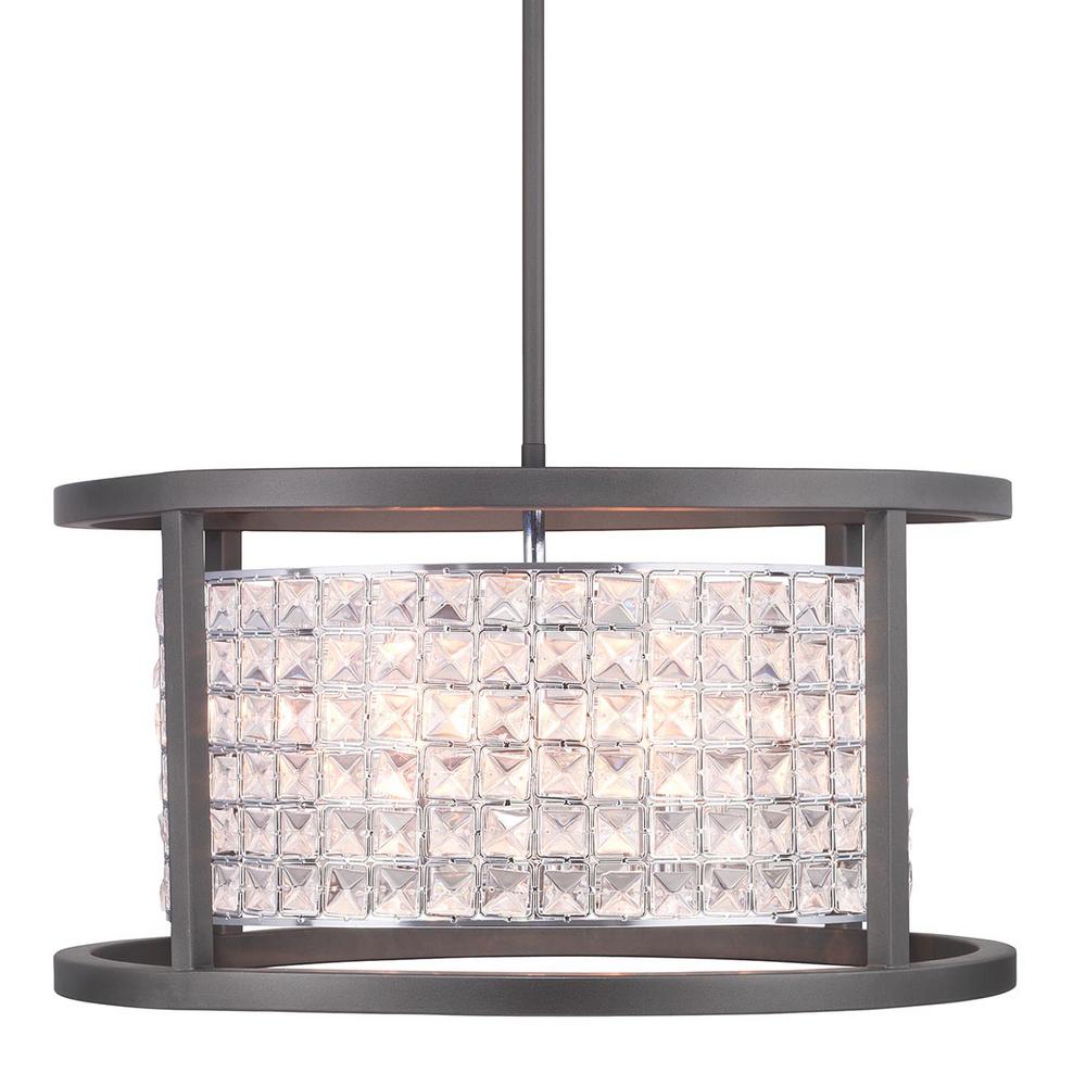 Home Decorators Shimmer 4-Light Graphite Round Pendant Crystal Shade 7976HDCGRDI