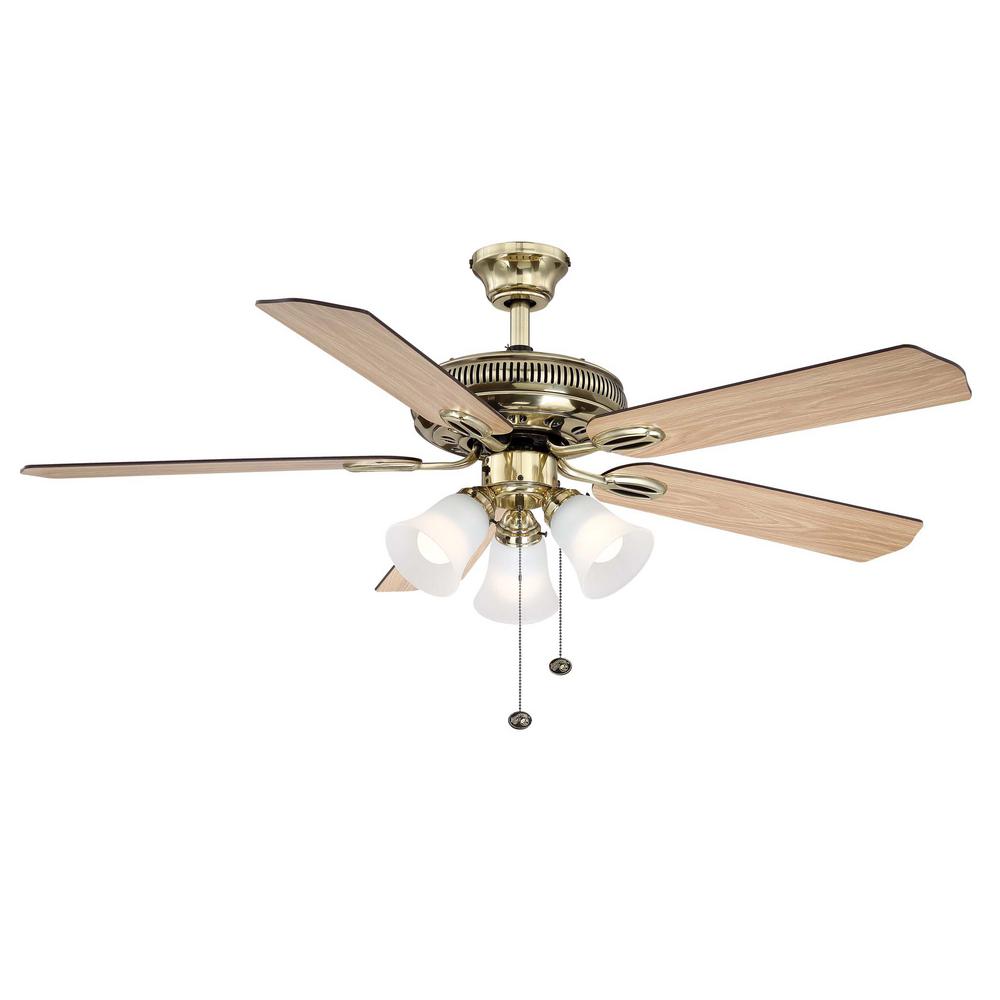 Hampton Bay Glendale 52 in. LED Indoor Flemish Brass Ceiling Fan AG524-FB